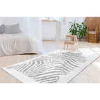 Tapis blanc avec motif zèbre gris pour le produit Rabbit Animal 400 Grau / Weiß 160cm x 230cm