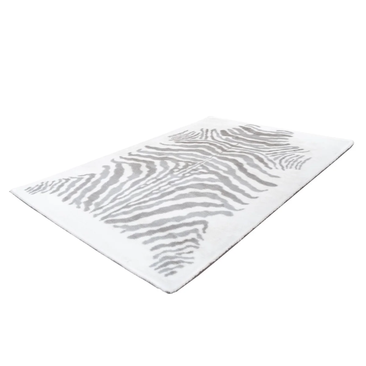 Tapis rectangulaire à rayures zèbre grises pour le produit Rabbit Animal 400 Grau / Weiß 160cm x 230cm