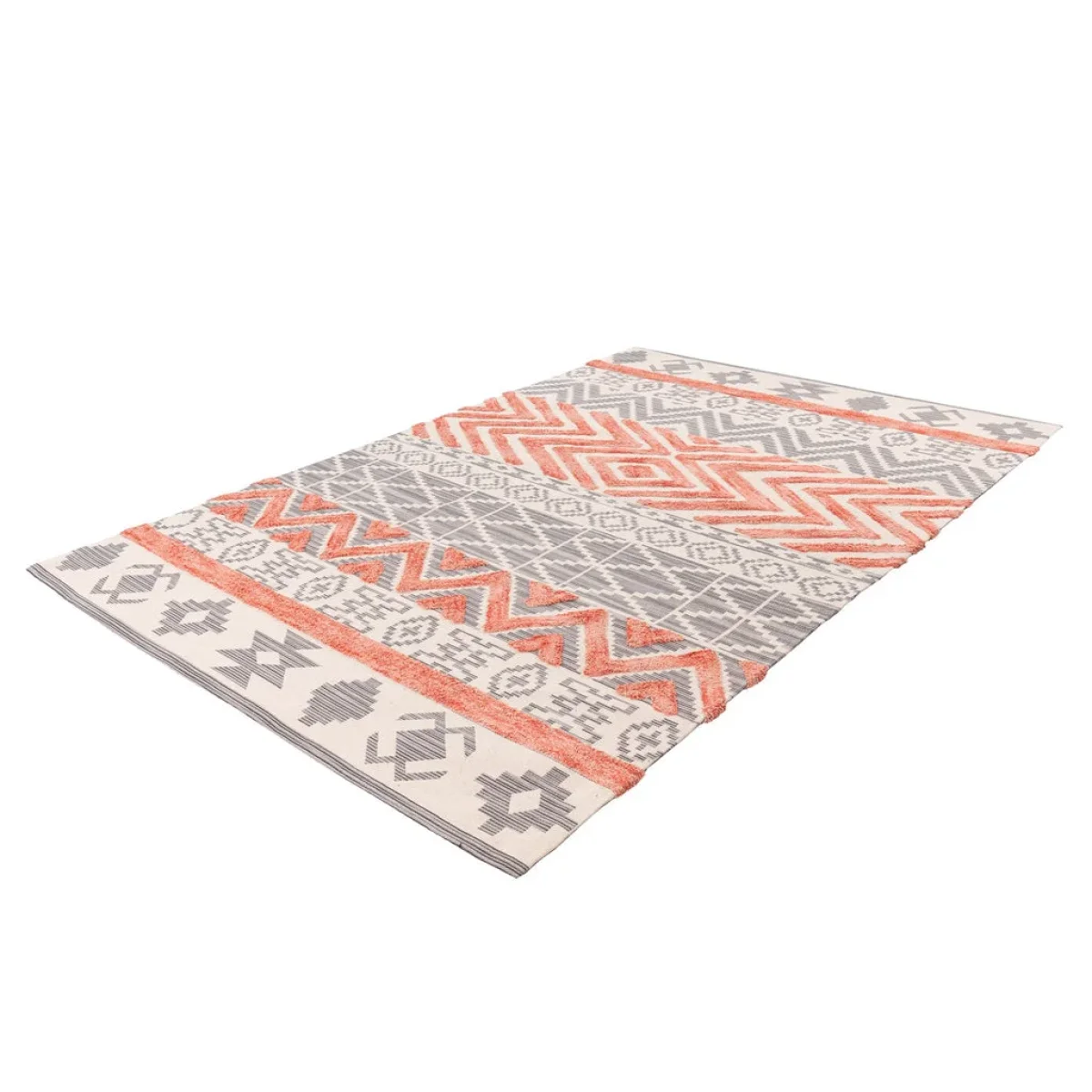 Tapis tribal avec motifs en peach, gris et blanc cassé pour Ethnie 100 Grau / Apricot 200cm x 290cm