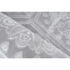 Tapis rectangulaire gris et blanc avec motifs floraux et géométriques en velours
