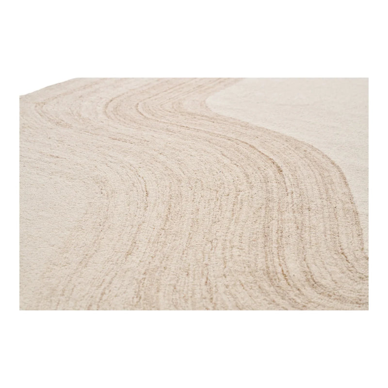 Wollteppich handwerklich gefertigt mit Wellenmuster in Beige und Elfenbein – 160x230 cm