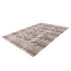 Tapis oriental à poil ras médaillons bleus et beiges avec motif traditionnel faded