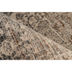 Tapis oriental beige à poils ras avec motif persan vieilli et surface texturée