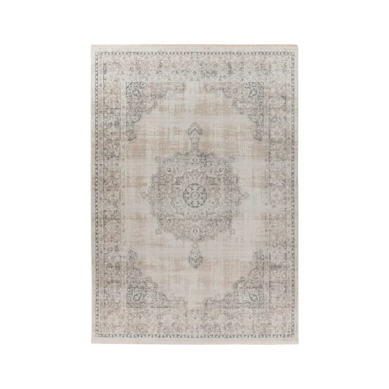 Rechteckiger Teppich im Orient-Stil in Grau mit zentralem Muster