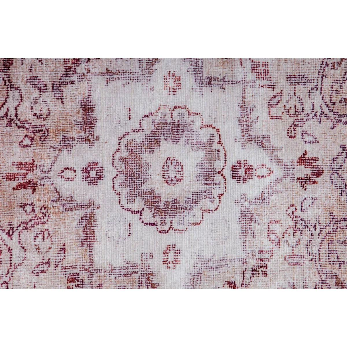 Tapis oriental rectangulaire vintage effet vieilli blanc rouge beige 160x230 cm