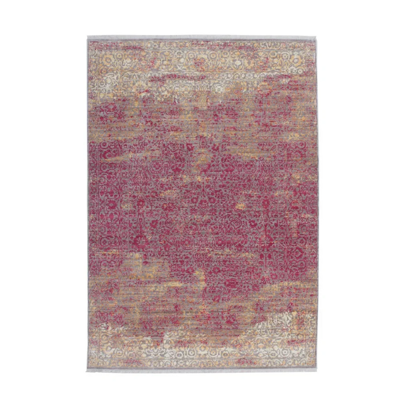 Teppich im Orient-Stil Rot in Vintage-Optik, Polyester flach gewebt