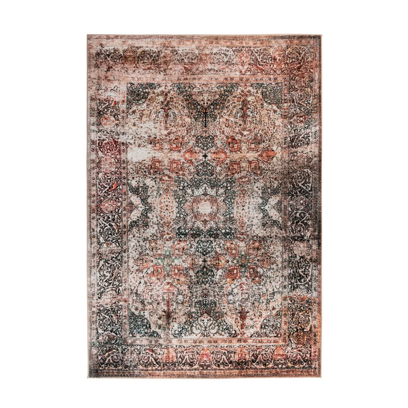 Kurzflor-Teppich im Perser-Stil in Rost und Beige
