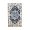 Tapis persan bleu vintage rectangulaire 160x230 cm, motif médaillon distressed