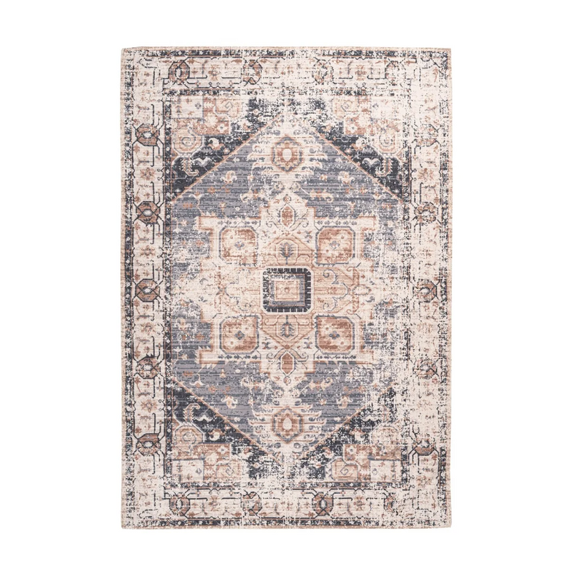 Rechteckiger Teppich im Perser-Stil aus Baumwollmix in Grau-Taupe