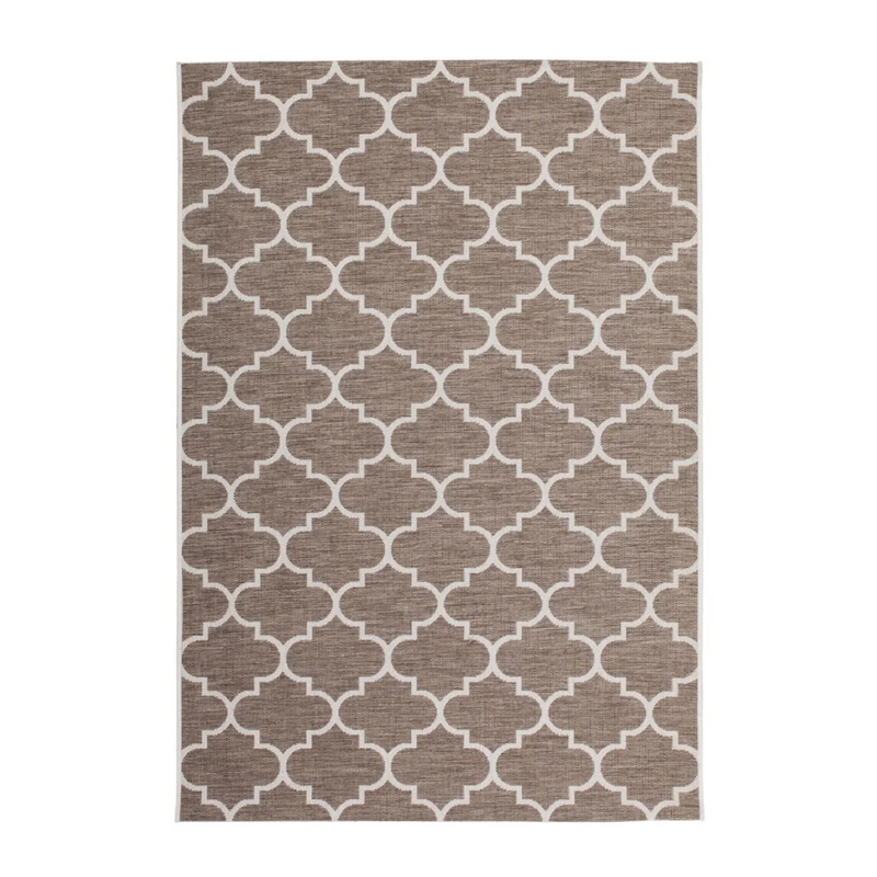 Flachgewebter Teppich rechteckig in Beige und Taupe mit marokkanischem Muster – 80x230 cm