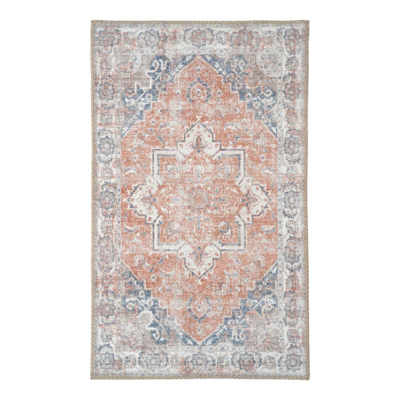 Türmatte im Perserstil aus Polyester in Orange und Blau 50x80 cm