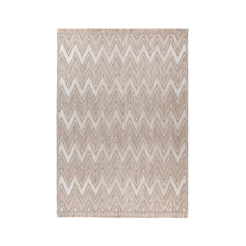 Teppich Beige mit Chevron-Relief in Bouclé-Optik, rechteckig