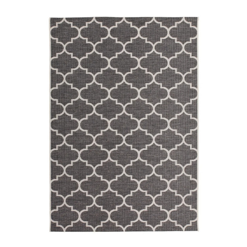 Rechteckiger Teppich in Grau mit gewebtem Marokko-Muster – 80x230 cm