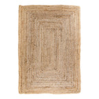 Tapis rectangulaire en jute tressé beige à motifs rayés 180x240 cm