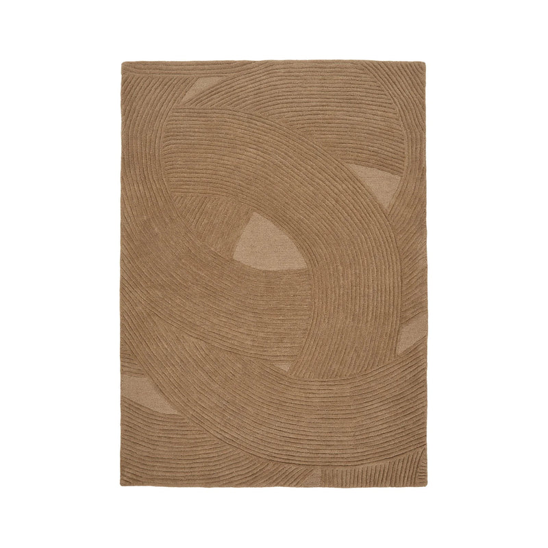 Rechteckiger Wollteppich in Camel mit Reliefmuster – 160x230 cm