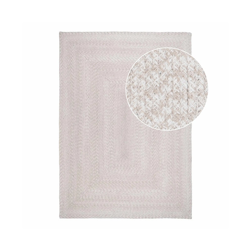 Rechteckiger Teppich aus recyceltem Material mit Fischgrätmuster in Sand – 140x200 cm