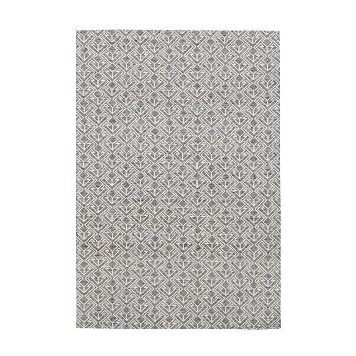Tapis rectangulaire motif chevrons gris et crème 80x150 cm intérieur extérieur