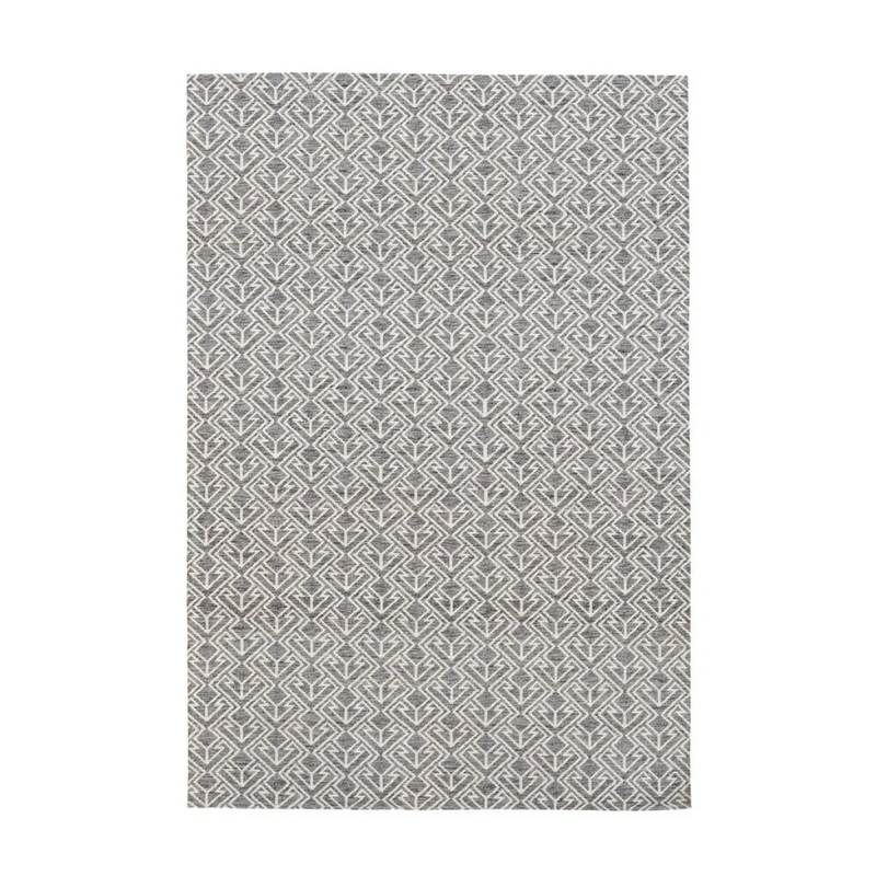 Rechteckiger Teppich mit Chevron-Muster in Grau und Creme, innen & außen