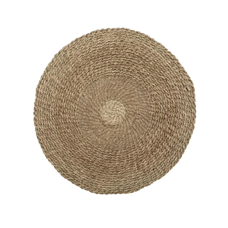 Runder Seegrasteppich Natur 90 cm im Boho-Stil