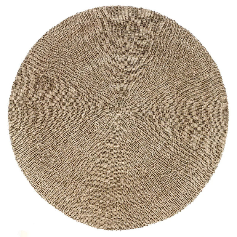 Runder Teppich aus geflochtenem Sisal mit Spiralmuster in Naturbeige – Ø200 cm