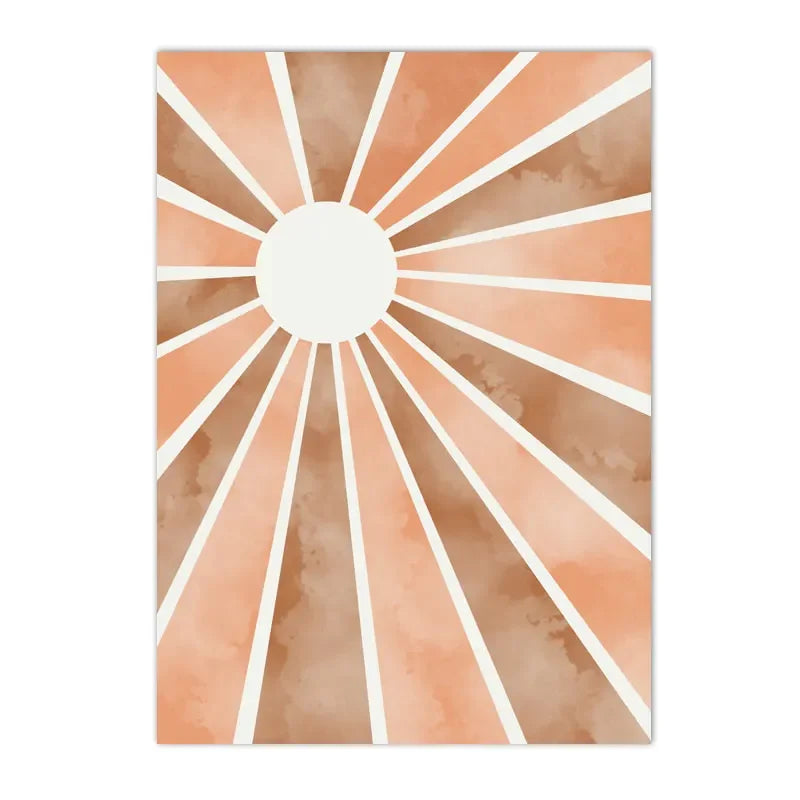 Grafisches Leinwandbild Sonne auf Ocker-Marmoroptik