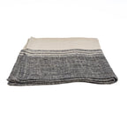 Torchon de cuisine en lin bicolore noir et beige, 50x70 cm, tissage texturé