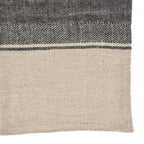 Torchon de cuisine en lin bicolore noir et beige 50x70 cm, serviette beige à rayure chevron noir