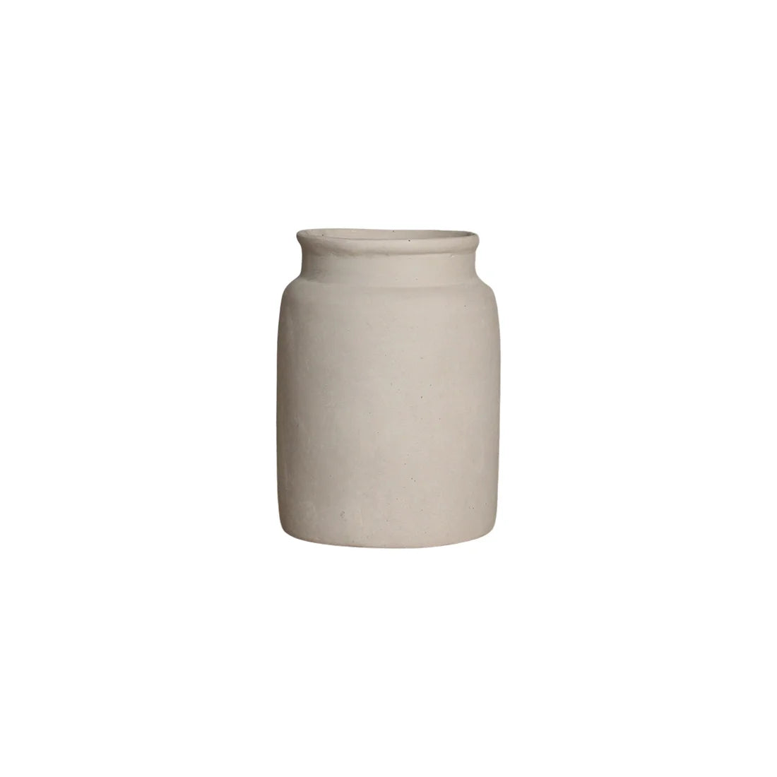Vase artisanal blanc cassé texture mate H31 cm en céramique crème mat