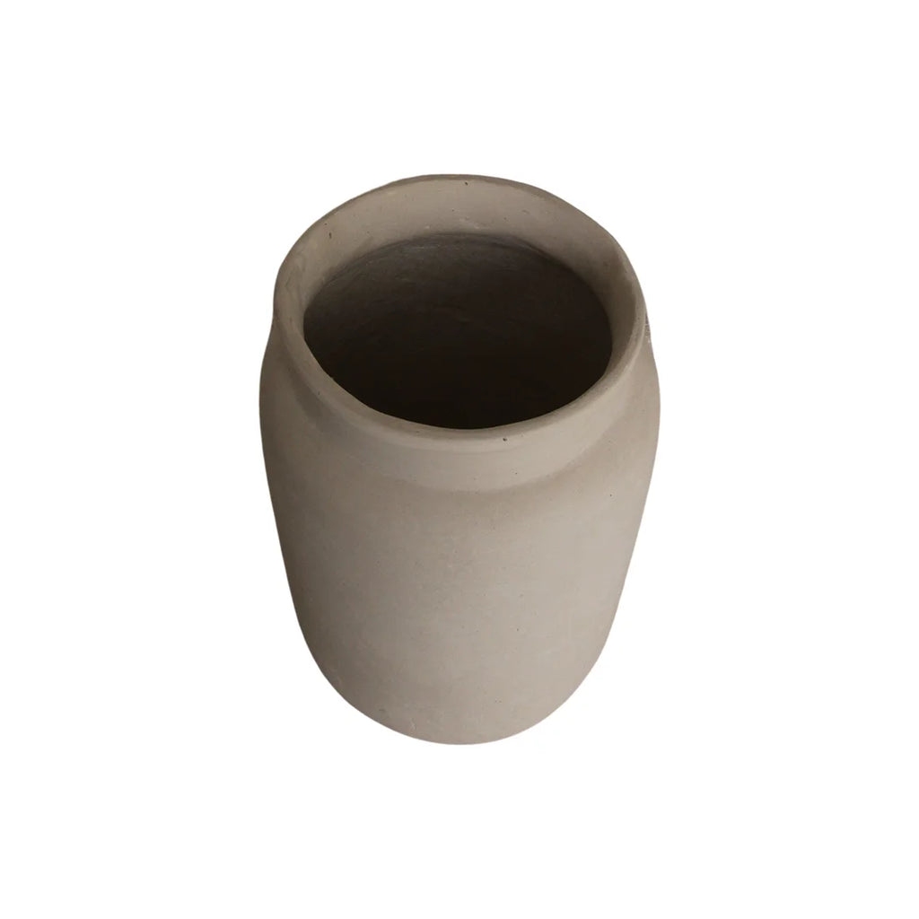 Vase artisanal blanc cassé texturé mat H31 cm en céramique crème