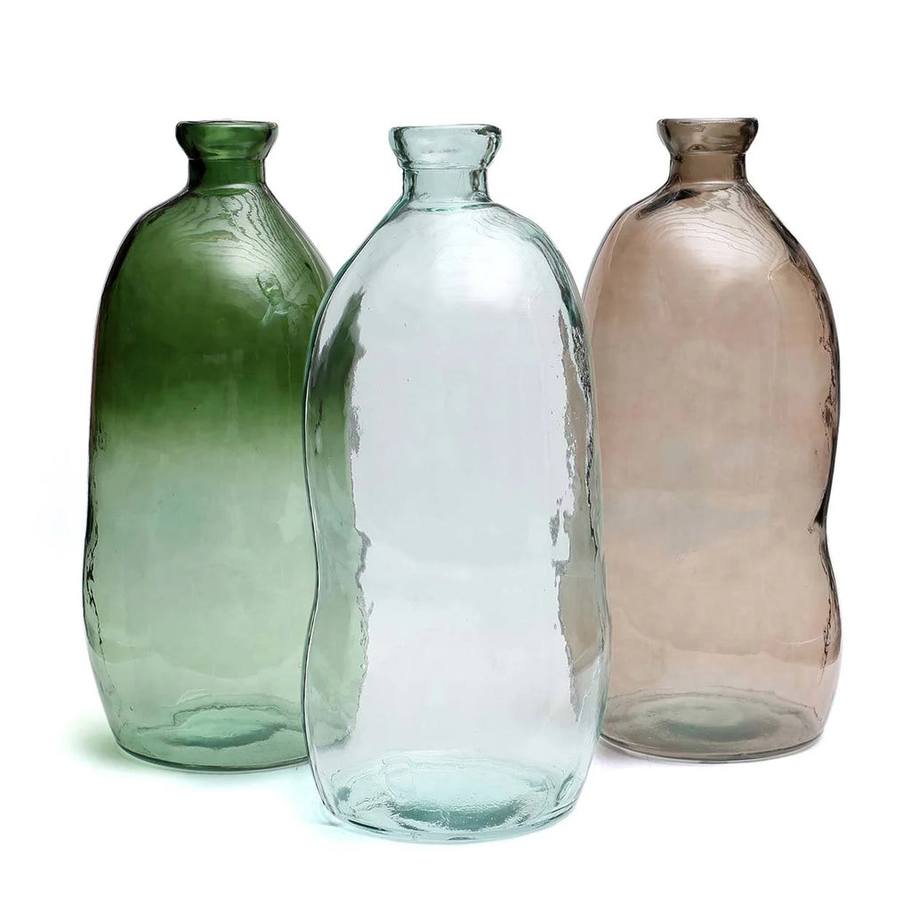 Vase bouteille en verre recyclé vert H73 cm