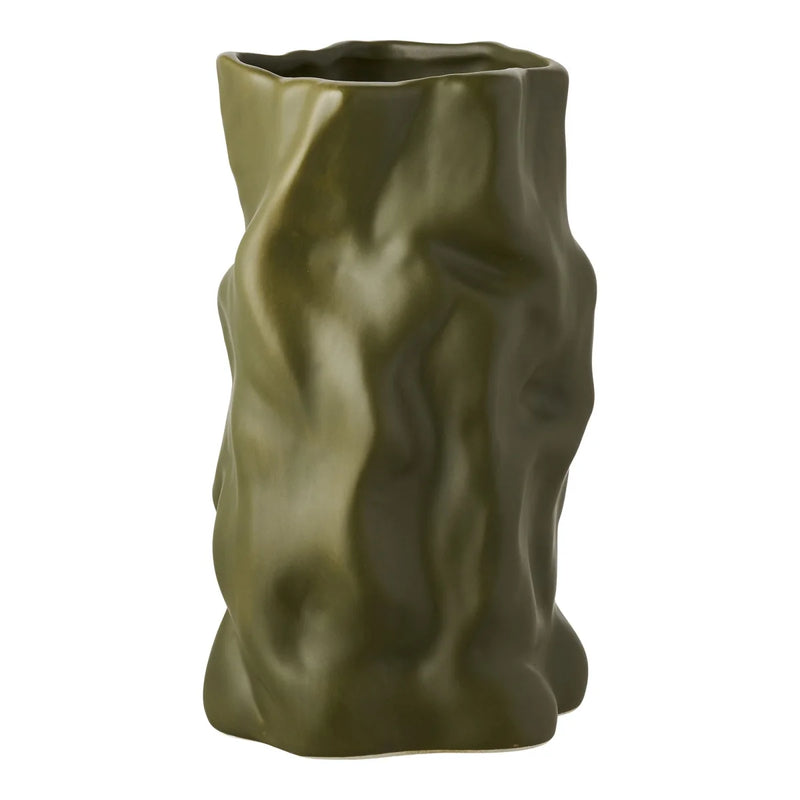 Dekovase aus Keramik in Olivgrün, matt – H25 cm