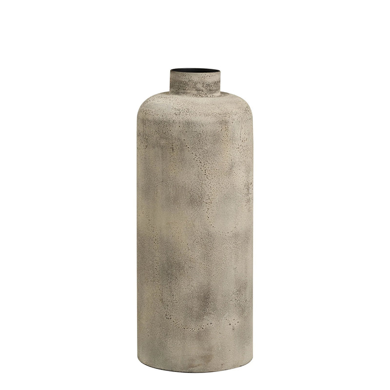 Deko-Vase aus Metall in matter Betonoptik, Beige-Greige – H60,5 cm
