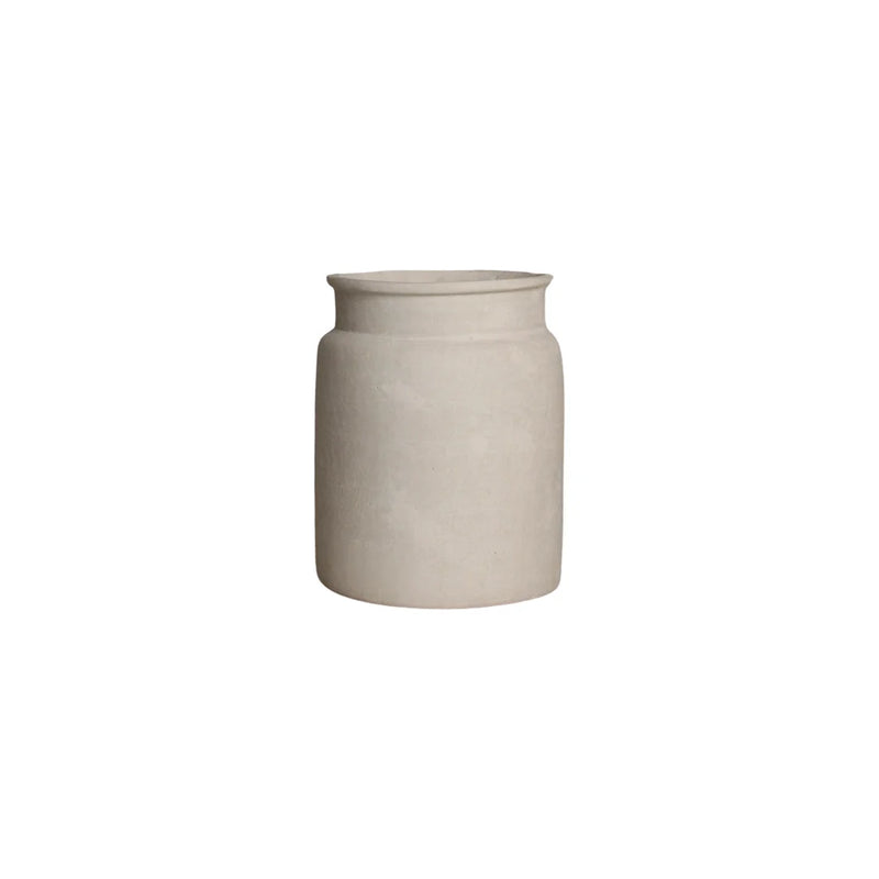 Deko-Vase aus Pappmaché in Beige mit Struktur – H35 cm