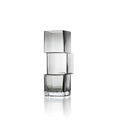 Vase décoratif en verre fumé gris avec cubes décalés empilés translucides, H27 cm