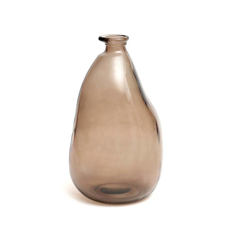 Deko-Vase aus recyceltem Glas in Rauchbraun, asymmetrische Form – H36 cm