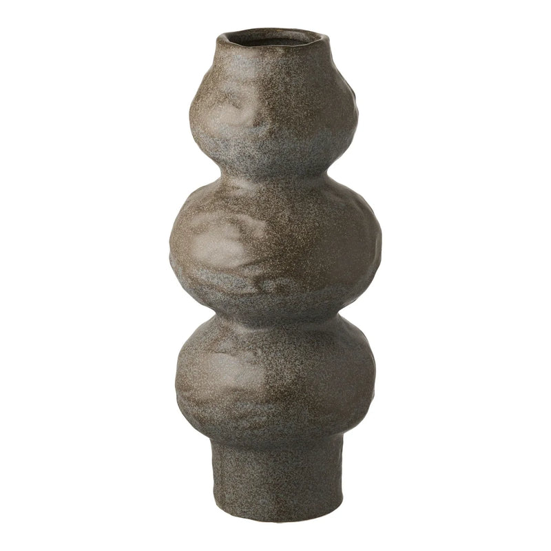 Organische Vase aus gesprenkelter Keramik in Braungrau – H33,5 cm