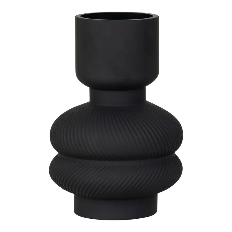 Organische Vase in Schwarz H22 cm, Durchmesser 15 cm