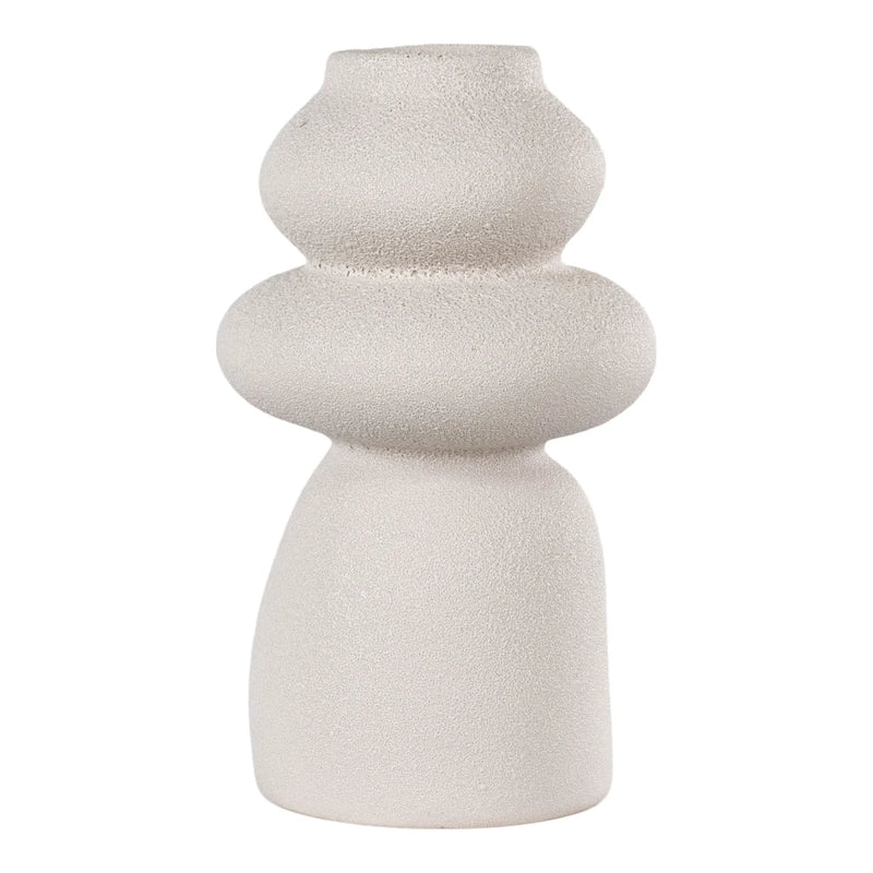 Runde Vase aus Steinzeug in Beige Ø14,5x26,5 cm für die Wohndeko