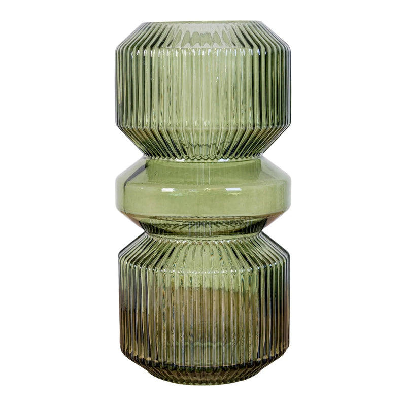Runde Vase aus grünem Glas 25 cm für die Wohndeko
