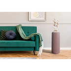 Canapé en velours vert émeraude avec coussins décoratifs et jeté, Bodenvase Art Deco