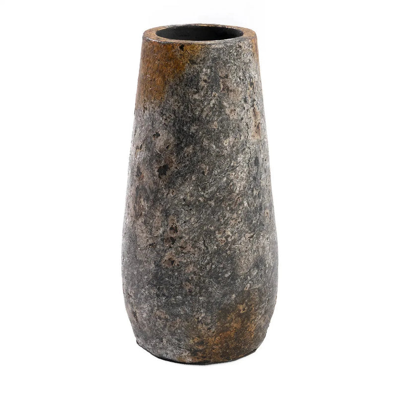 Terrakotta-Vase in Antikgrau 31 cm schmal dekorativ - M