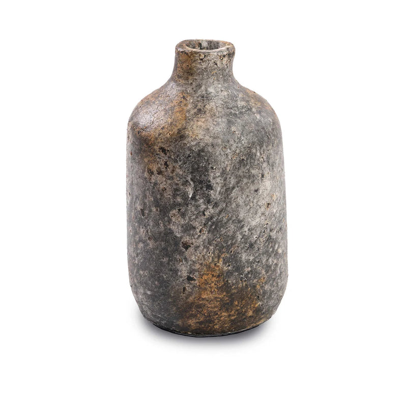 Terrakotta-Vase in Antikgrau mit Vintage-Finish – H24 cm