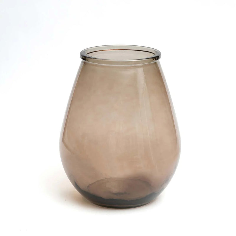 Ovale Vase aus Recyclingglas in transluzentem Braun – H23 cm
