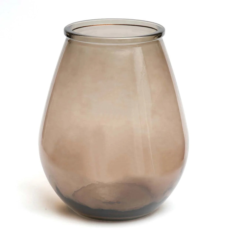 Ovale Vase aus Recyclingglas in transluzentem Braun – H35,5 cm