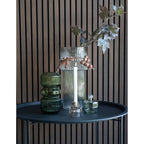 Vase en verre soufflé transparent rond, Ø17,5x40 cm, vert translucide à côtes