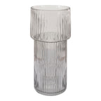 Vase en verre soufflé transparent rond Ø17,5x40 cm à texture nervurée