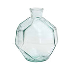 Vase en verre transparent forme géométrique bleue – H18 cm
