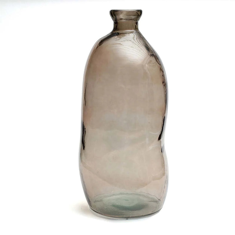 Vase aus transparentem Glas in Grau mit gewellter Silhouette – H73 cm