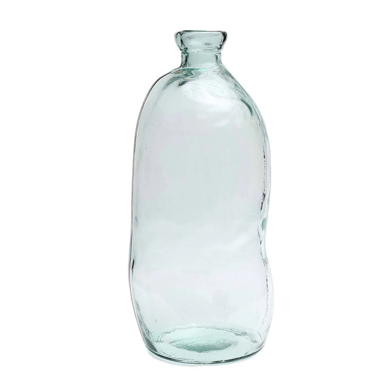 Moderne Vase aus Klarglas mit Wellenstruktur in Blau – H73 cm