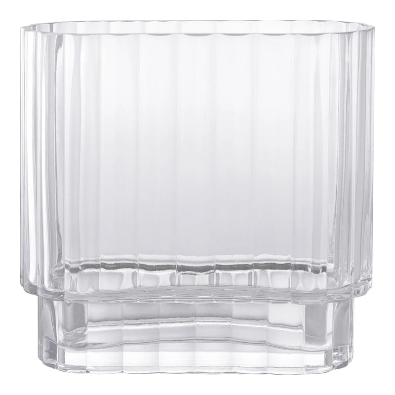 Glasvase transparent gestreift mit Sockel – 20x9 cm